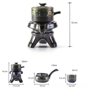 Conjunto de Chá em Porcelana Chinesa Lar com Carinho, chaleira, xícaras de chá, design chinês, tradição e sofisticação.